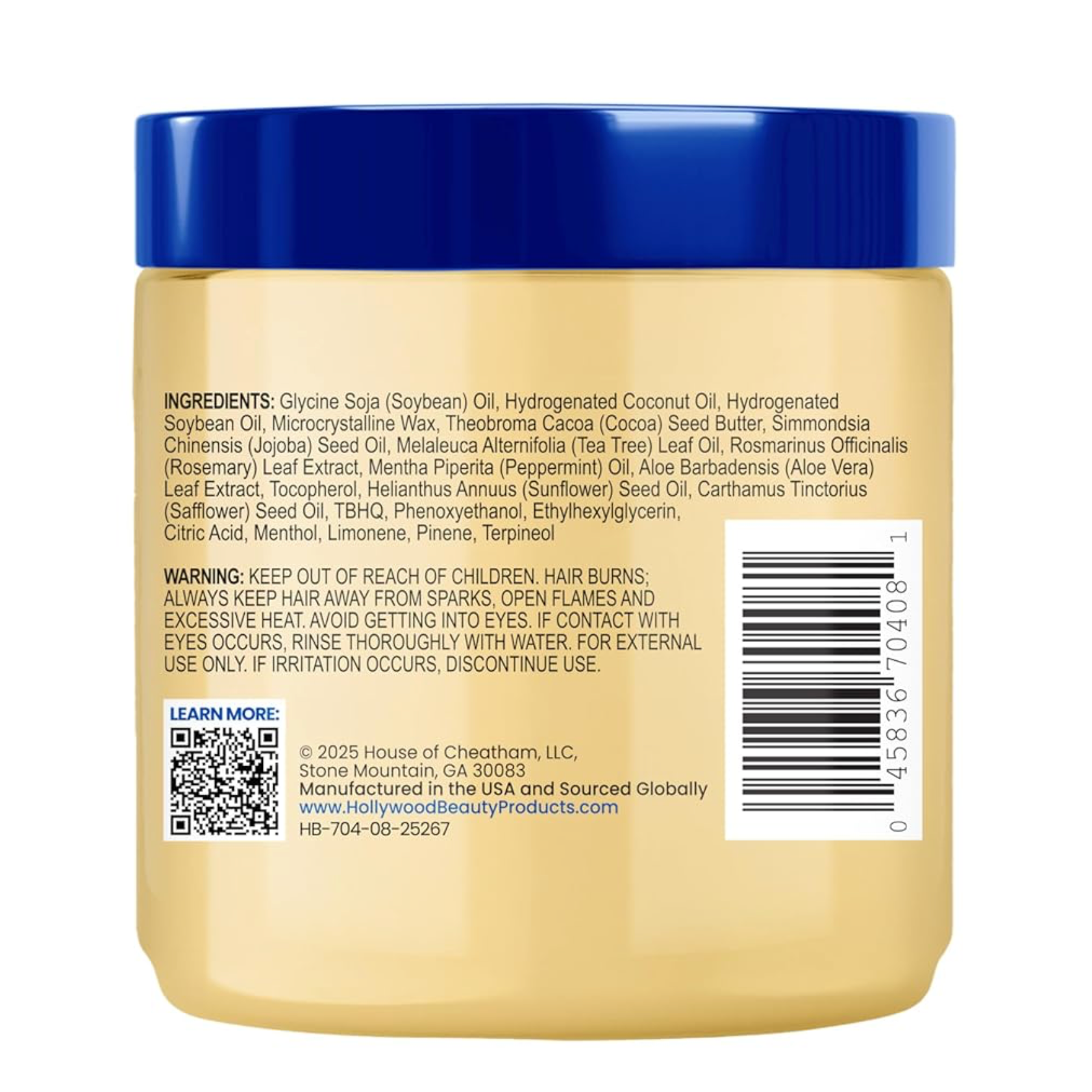 Hollywood Beauty Tea Tree & Rosemary Nourishing Scalp & Hair Balm 8oz back of product
