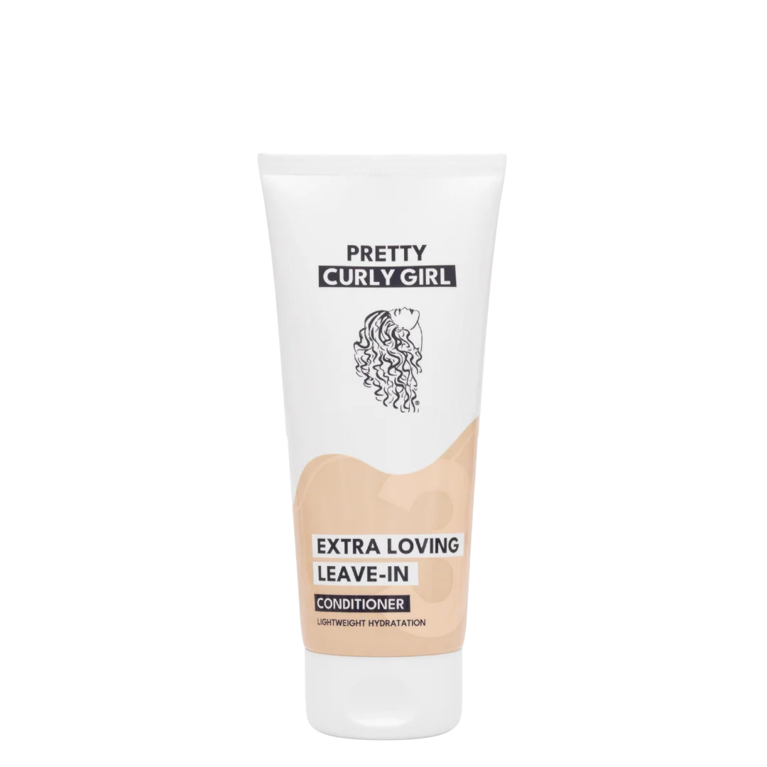 Tube of 'Pretty Curly Girl' Extra Loving Leave-In Conditioner on a white background