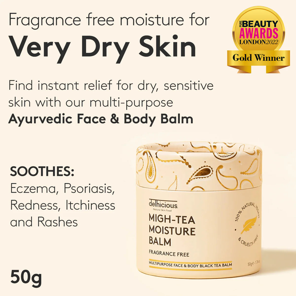 Delhicious Migh-Tea Moisture Multipurpose Balm - Fragrance Free 140g