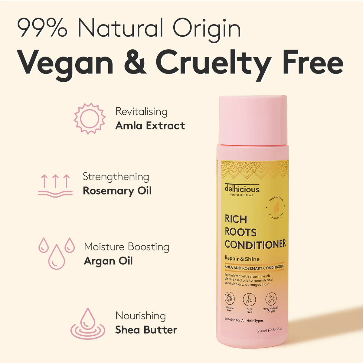 Delhicious Rich Roots Amla &amp; Rosemary Conditioner - 250ml