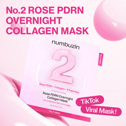 Numbuzin No.2 Rose PDRN Overnight Collagen Mask 1pc