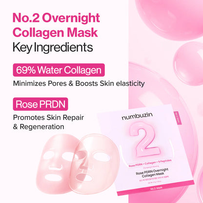 Numbuzin No.2 Rose PDRN Overnight Collagen Mask 1pc