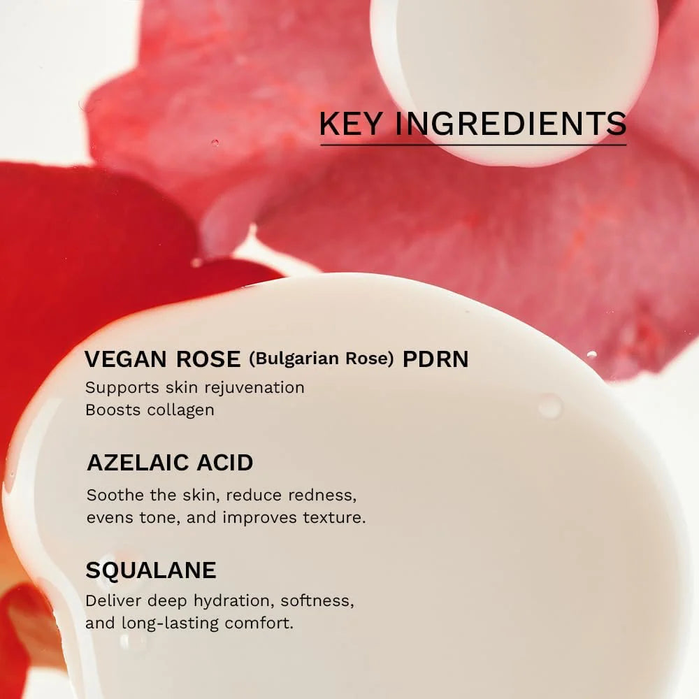 haruharu wonder rose pdrn soothing serum with azelaic acid key ingredients infographic 
