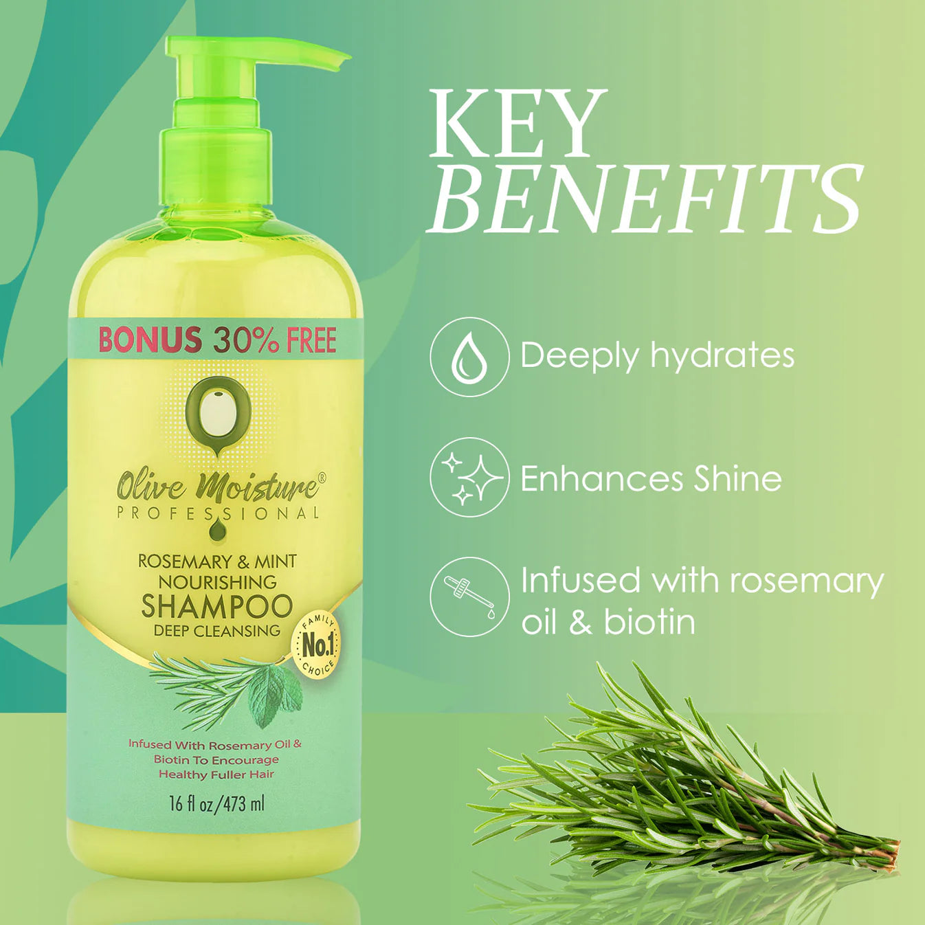Olive Moisture Rosemary &amp; Mint Nourishing Shampoo Deep Cleansing 473ml