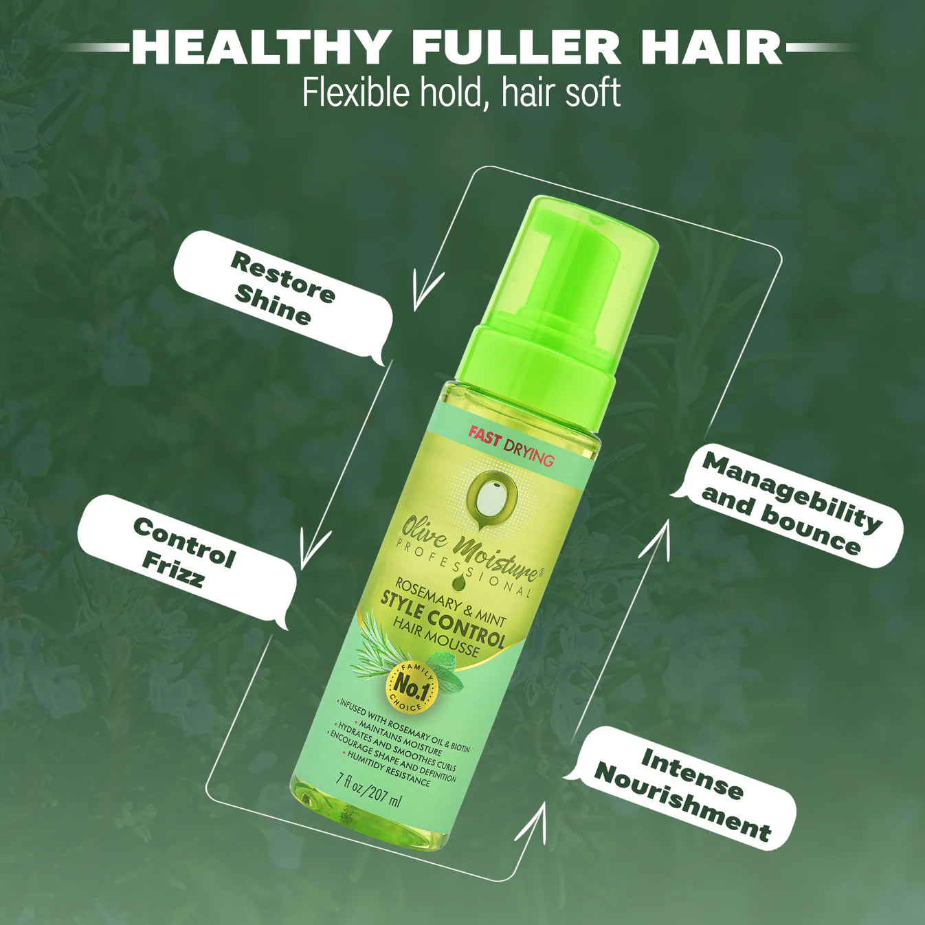 Olive Moisture Rosemary And Mint Style Control Hair Mousse 207ml