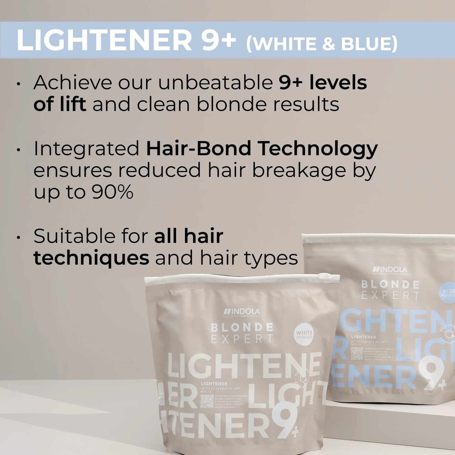 Indola Blonde Expert Lightener Up to 9+ Levels Of Lift Blue Powder with white powder and benefits