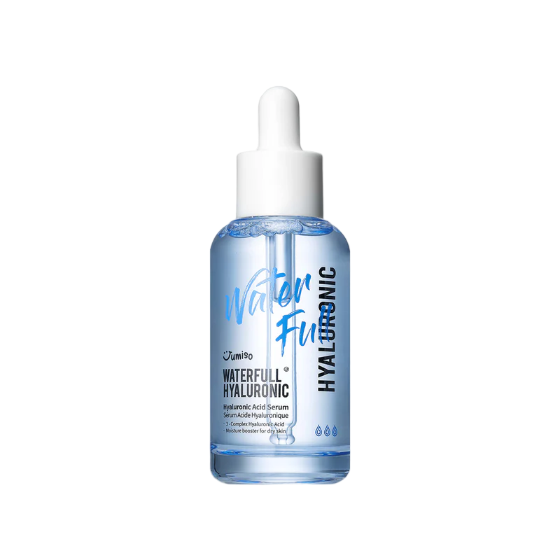 Hyaluronic acid serum bottle with dropper on a white background