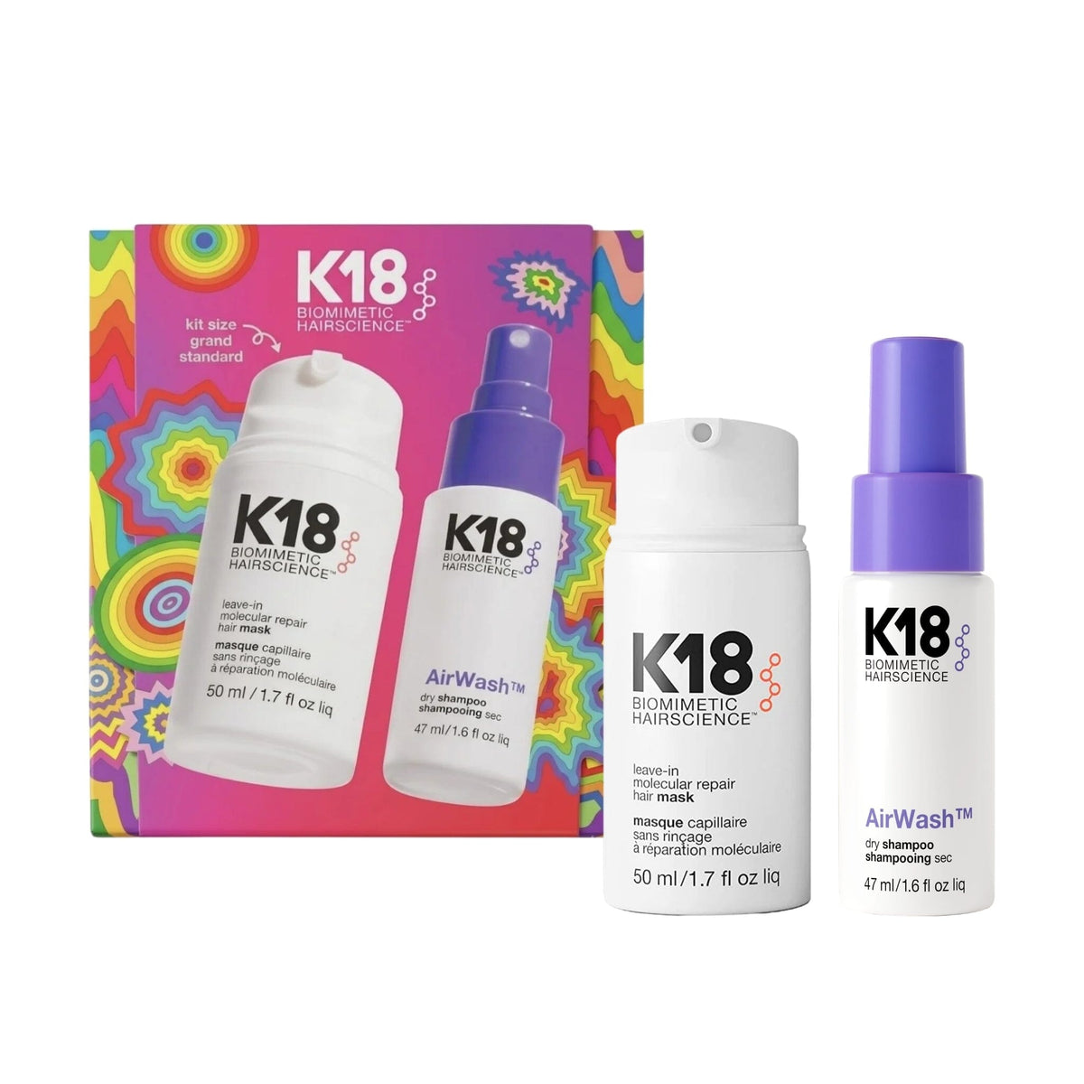 K18 Molecular Repair & Refresh Hair Mask & AirWash Dry Shampoo Duo Set