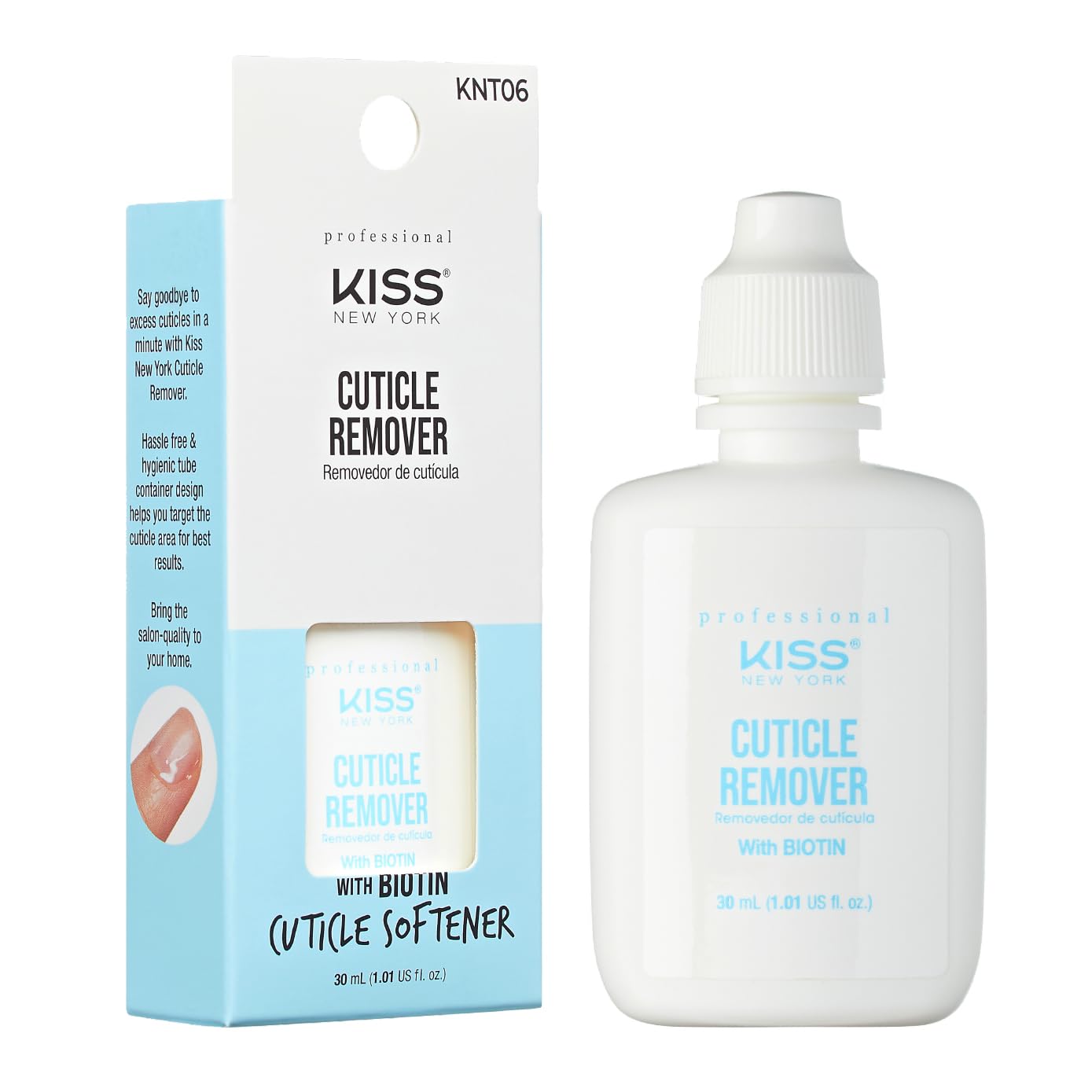 KISS New York KNT06 Cuticle Remover 30ml with biotin, a targeted cuticle softener for removing excess cuticles during at-home manicures