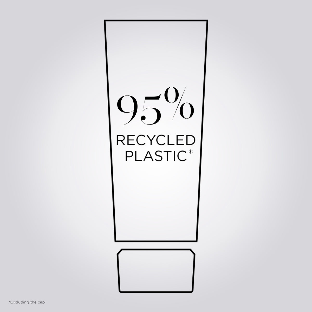 A minimalist black line drawing ofKérastase Première Fondant Fluidité Réparateur Repairing Conditioner 200ml on a light gray background, with the text '95% RECYCLED PLASTIC' printed on the tube.