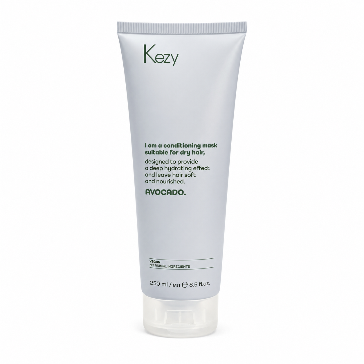 Kezy Avocado Conditioning Mask 250ml for dry damaged hair, professional deep hydrating vegan hair mask with avocado for soft, nourished hair.