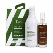 Kezy Avocado Shampoo And Treatment Set including hydrating shampoo 375ml, macadamia leave-in treatment 100ml and premium gift box for dry and dehydrated hair.