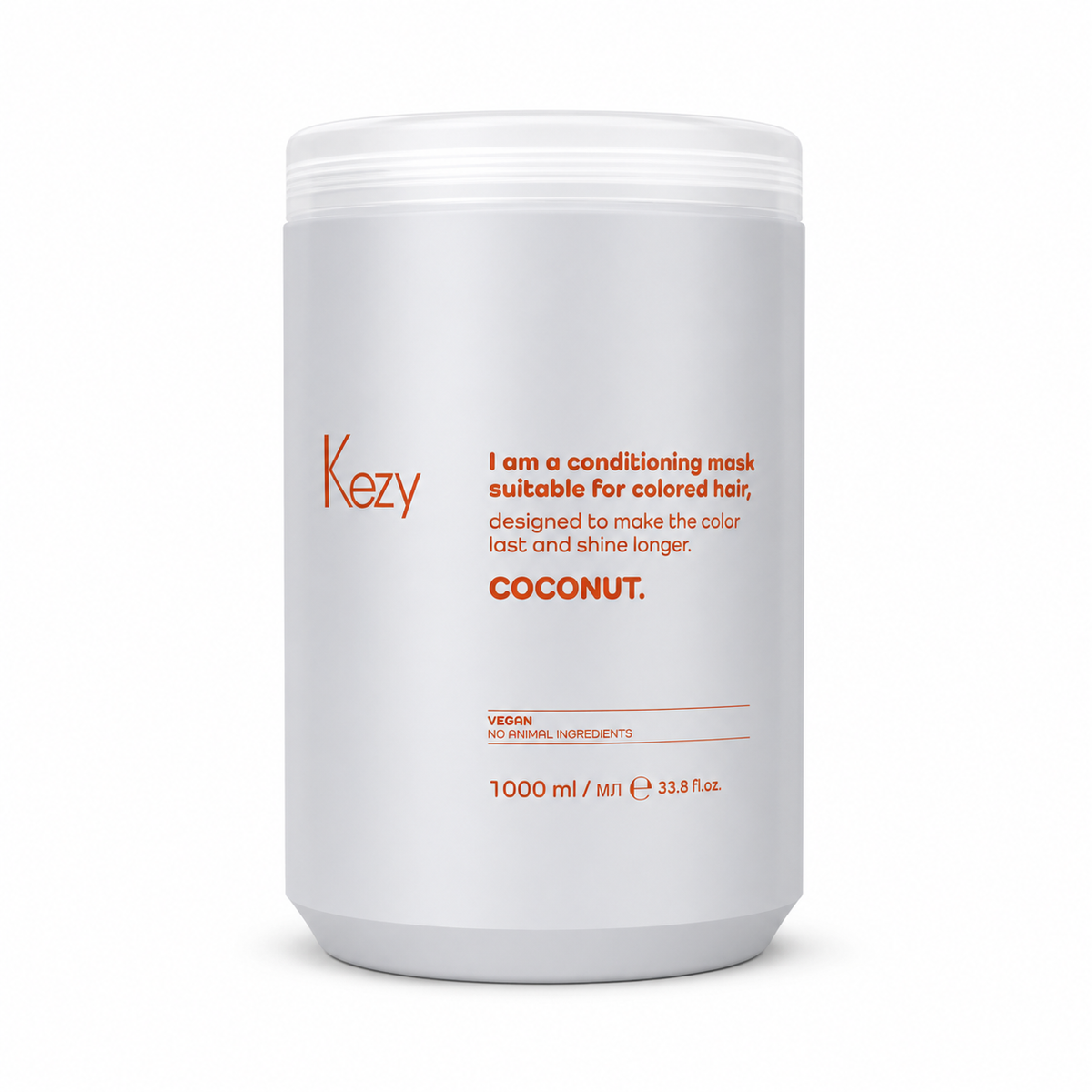 Kezy Coconut Conditioning Mask 1000ml for coloured hair, professional vegan colour protection hair mask that hydrates, nourishes and enhances shine.
