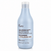 Kezy Macadamia Hyaluronic Acid Shampoo 375ml – professional repairing shampoo for damaged hair, enriched with hyaluronic acid and macadamia to restore moisture, strength, and shine.