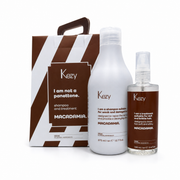 Kezy Macadamia Shampoo And Treatment Set including repair shampoo, leave-in treatment and premium gift box for dry, damaged and brittle hair.