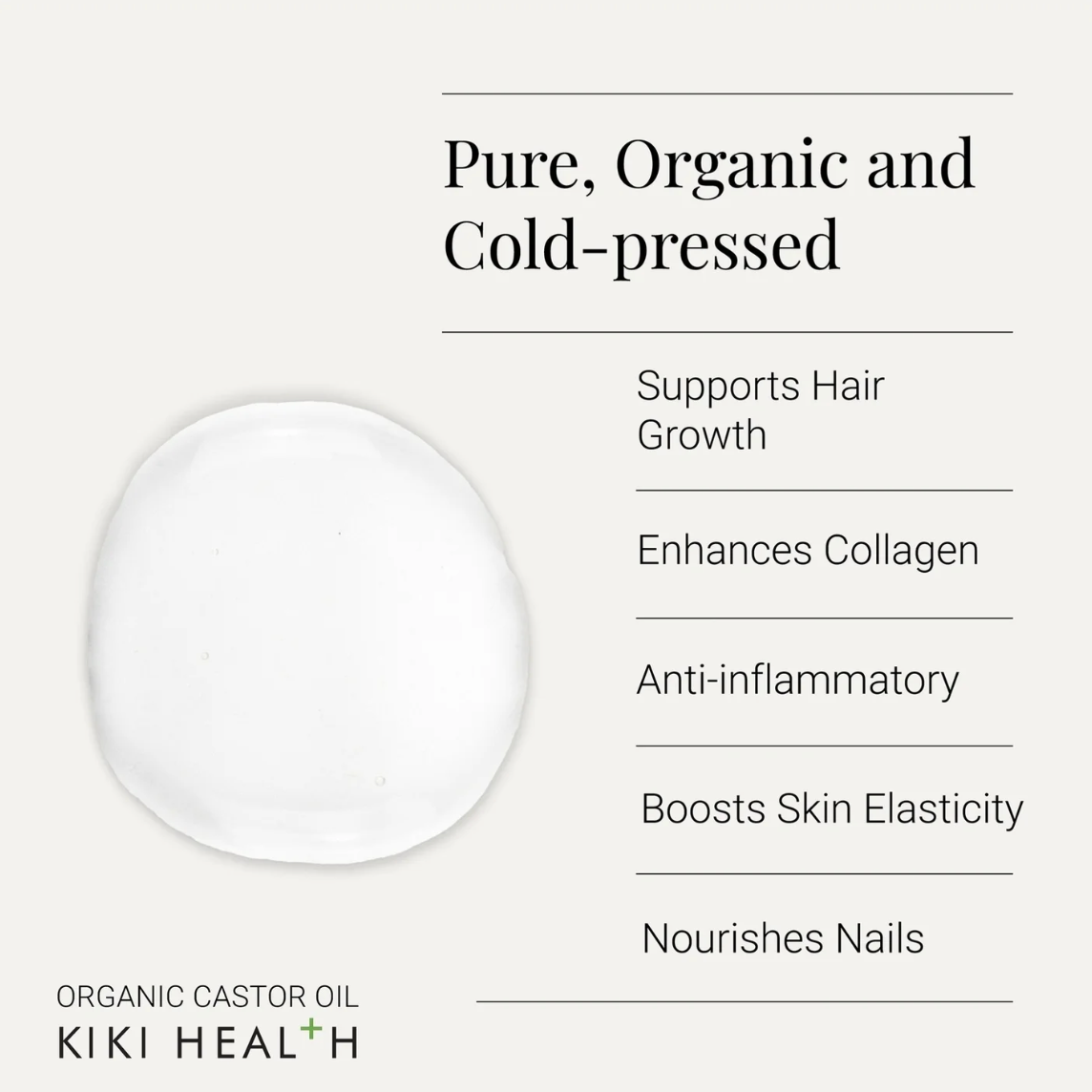 Kiki Health 100% Cold Pressed Organic Castor Oil 250ml benefits