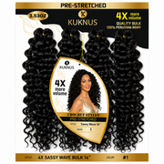 Kuknus 4X Pre-Stretched Peruvian Remy Quality Sassy Wave Bulk Hair 14" (1)