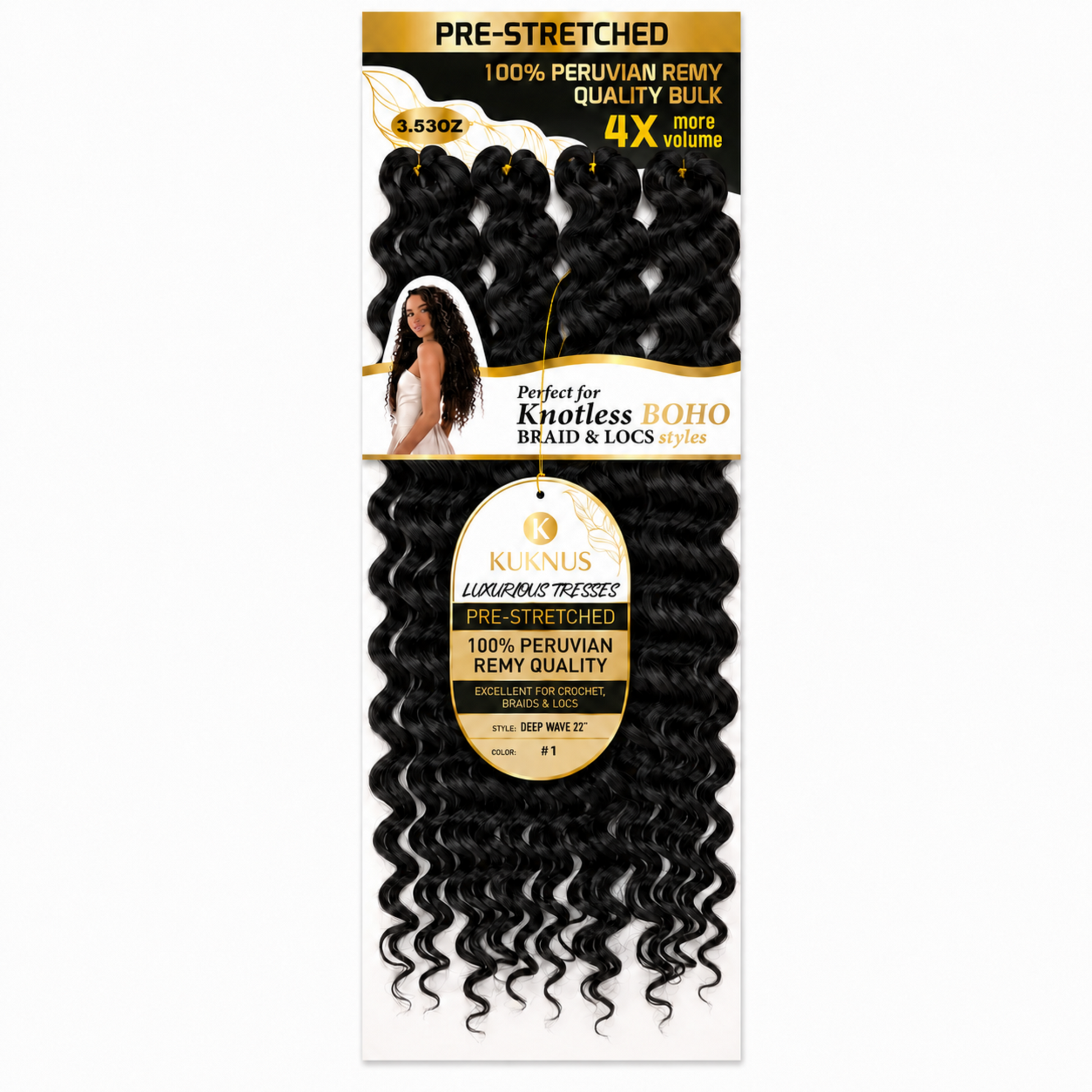 Kuknus Luxurious Tresses 100% Peruvian Remy Quality Deep Wave 22" (1)
