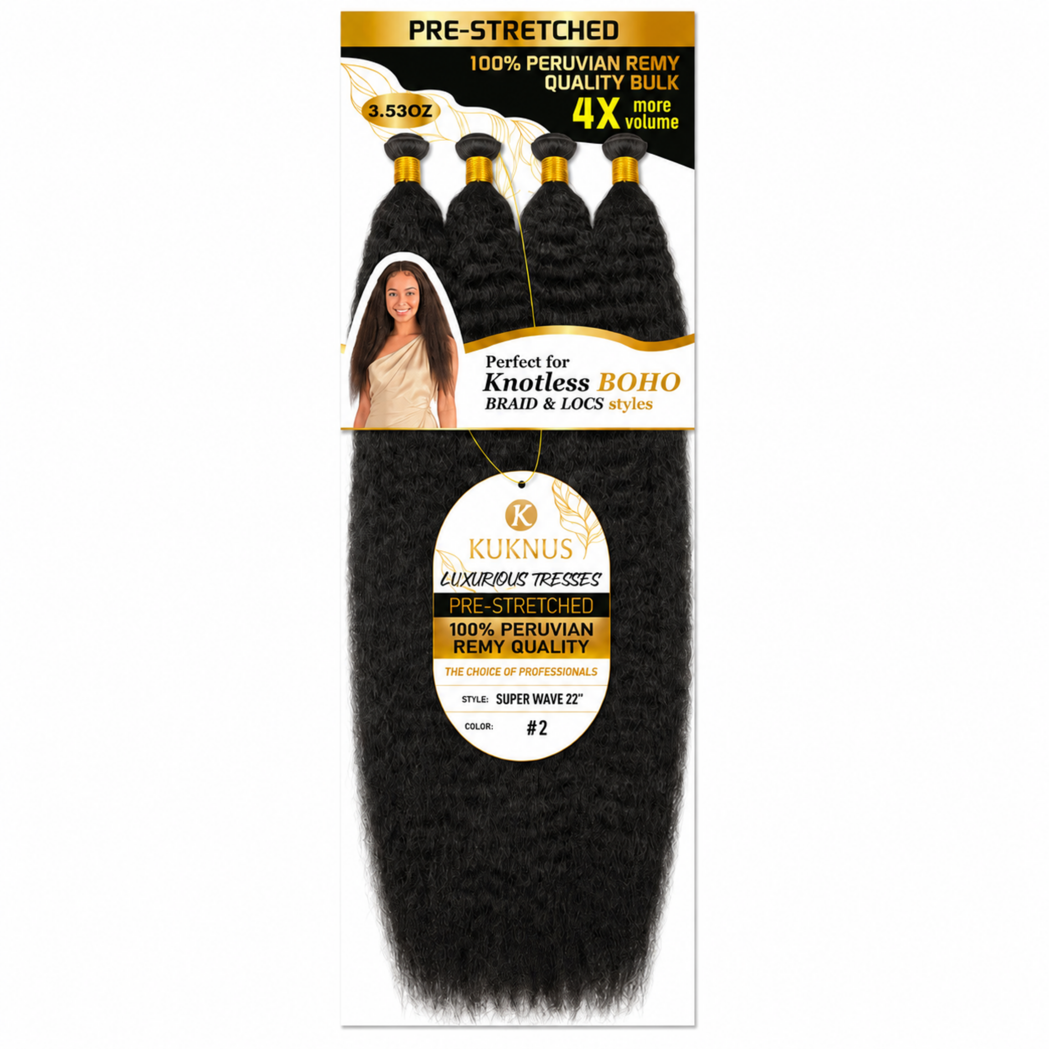 Kuknus Luxurious Tresses 100% Peruvian Remy Quality Super Wave 22" (2)