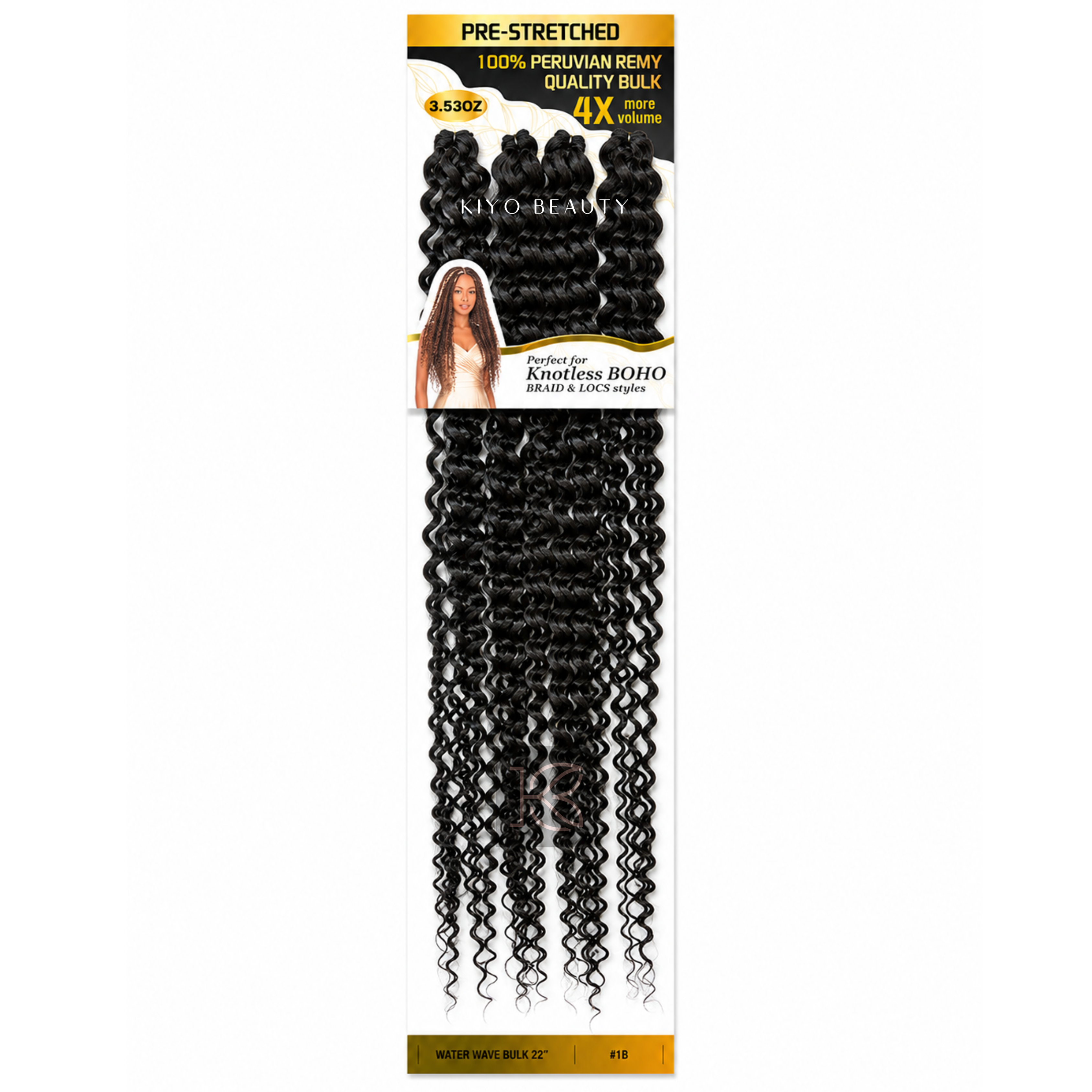 Kuknus Luxurious Tresses 100% Peruvian Remy Quality Water Wave 22" (1B)