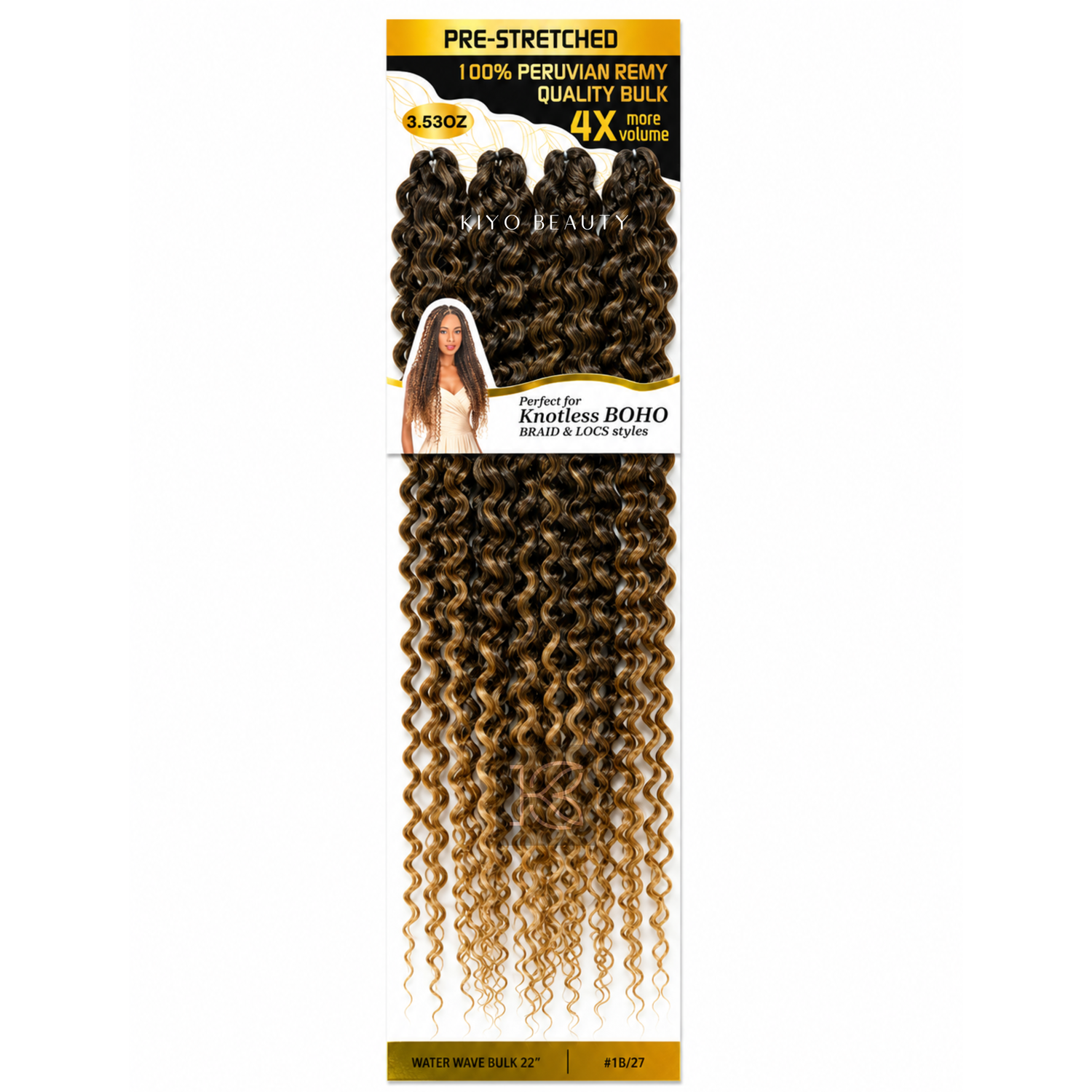 Kuknus Luxurious Tresses 100% Peruvian Remy Quality Water Wave 22" (T1B/27)