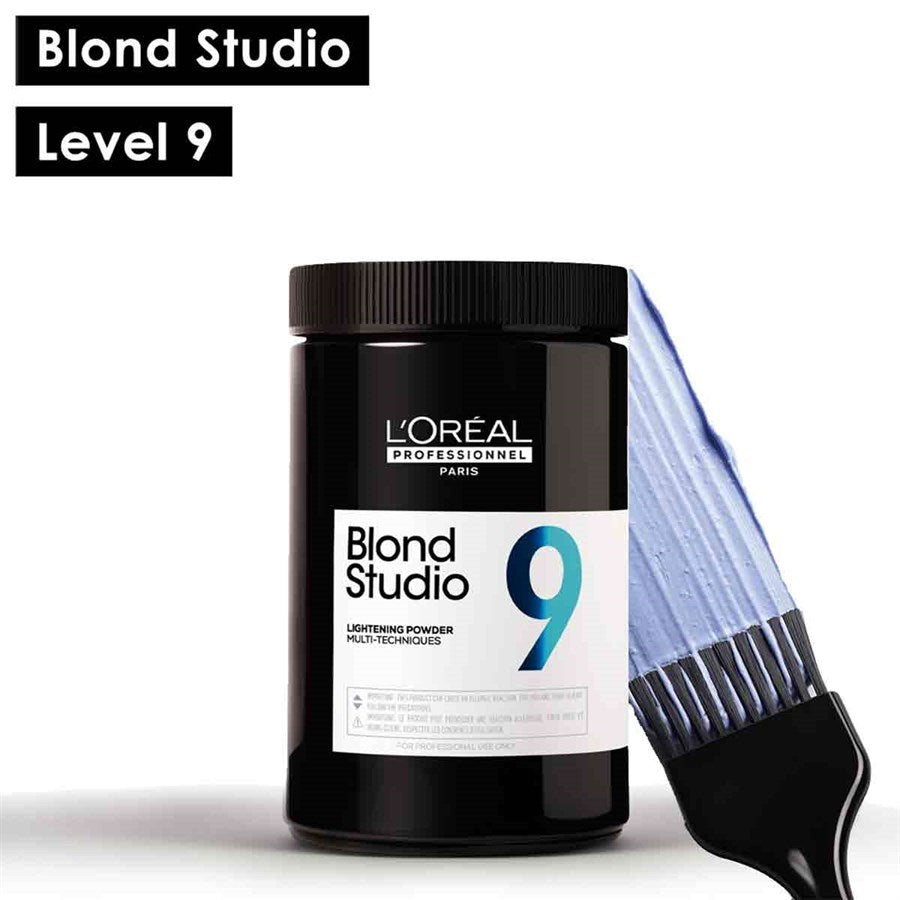 LOreal Professionnel Blond Studio 9 Bonder Inside Lightening Powder 500g with brush showing texture