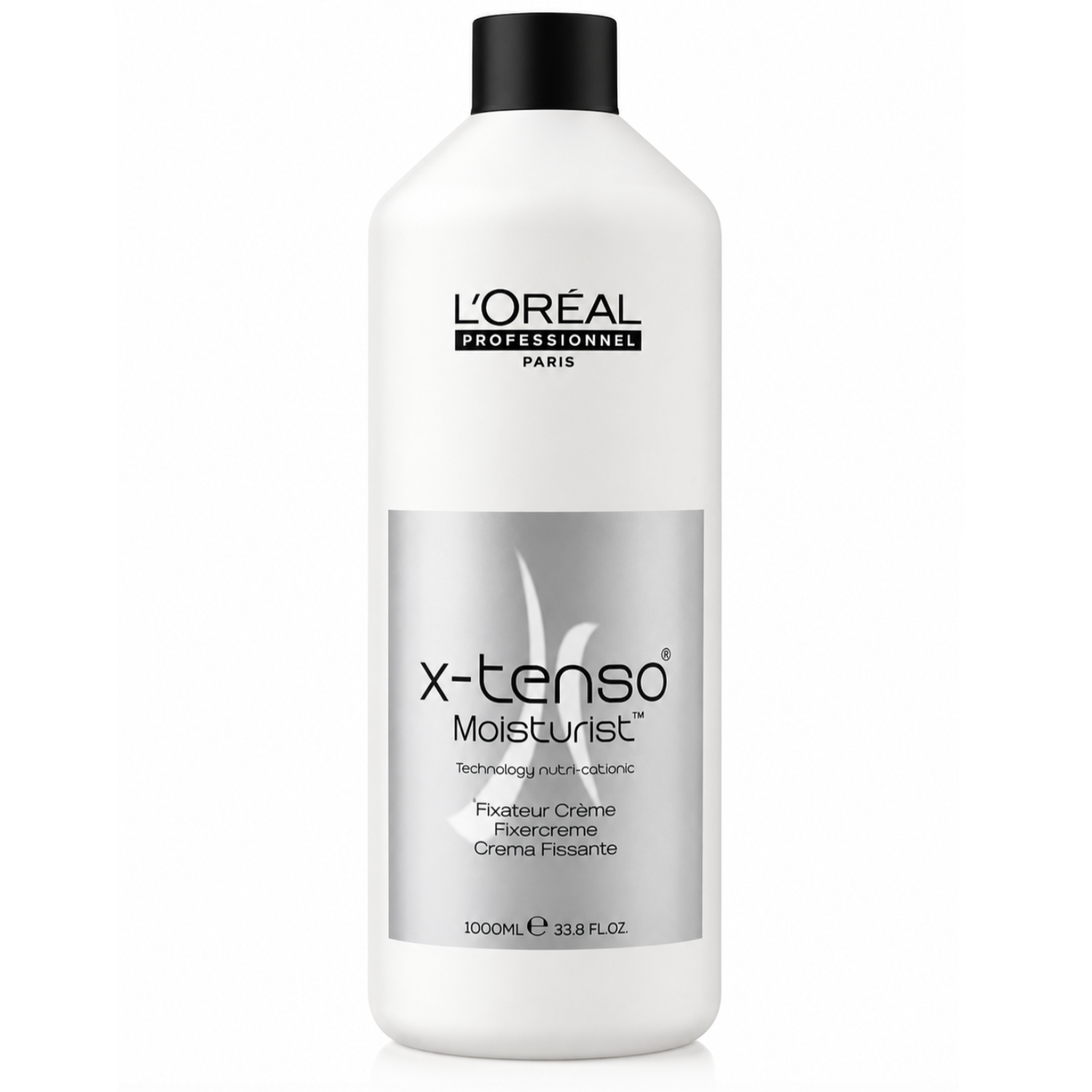 L'Oréal Professionnel X-Tenso Moisturist Neutralising Cream 1000ml professional neutralising cream for use after X-Tenso hair straightening treatments in a 1L size Solon bottle on a white background