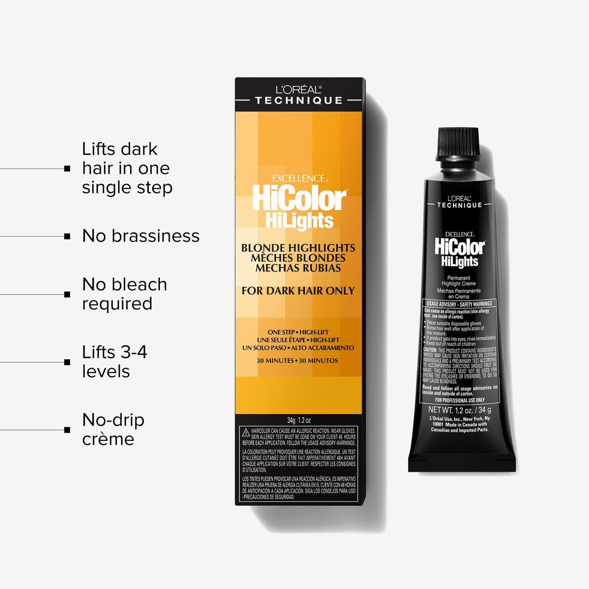 L'Oreal Excellence HiColor HiLights Hair Color 34g Benefits showing blonde ox 