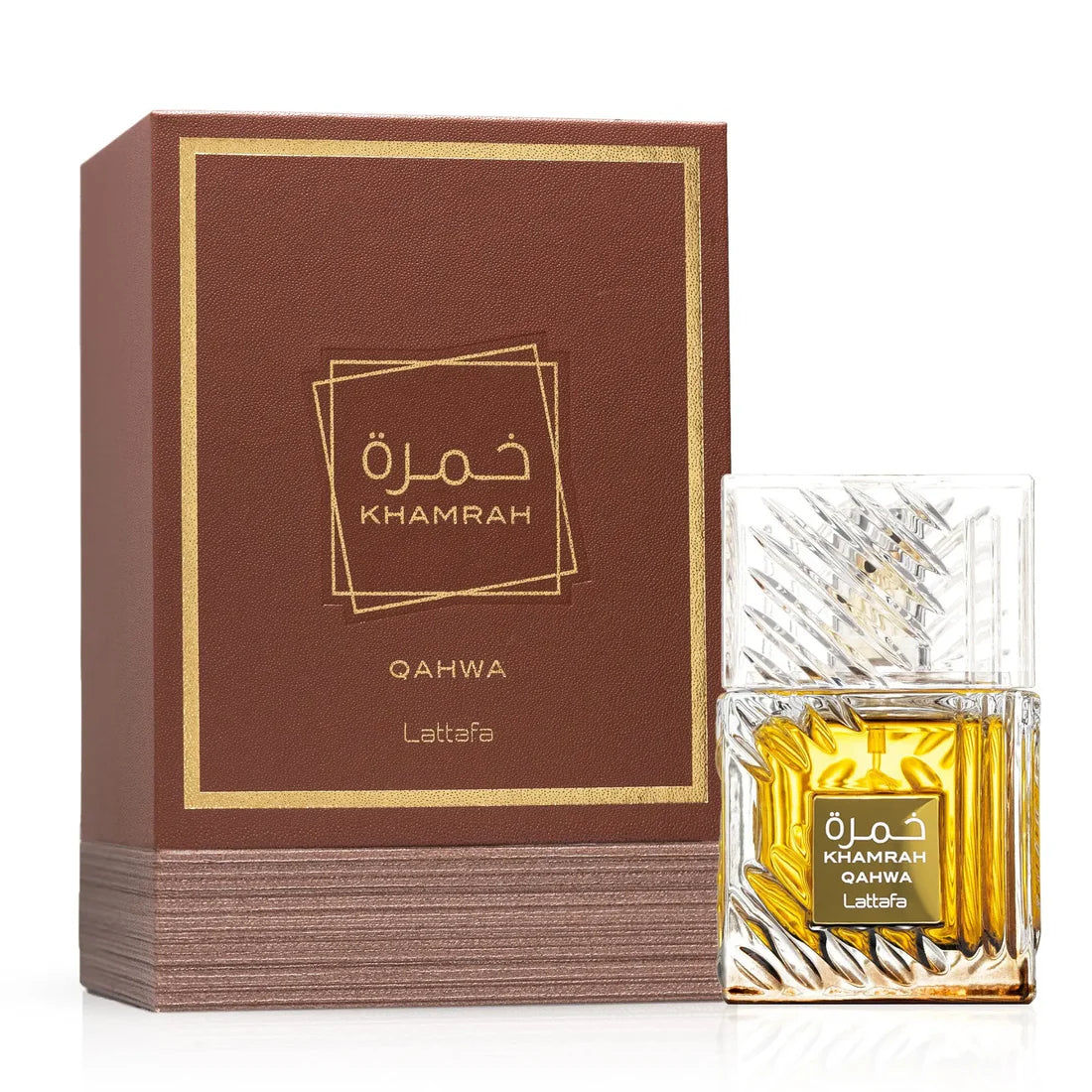 Lattafa Khamrah Qahwa Eau De Parfum 100ml with box and bottle