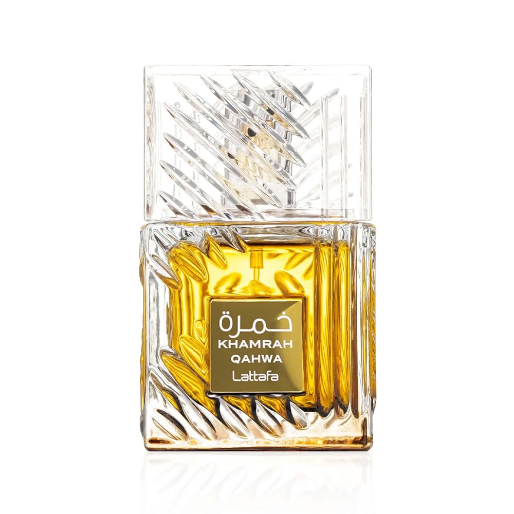 Lattafa Khamrah Qahwa Eau De Parfum 100ml front of bottle without box in white background
