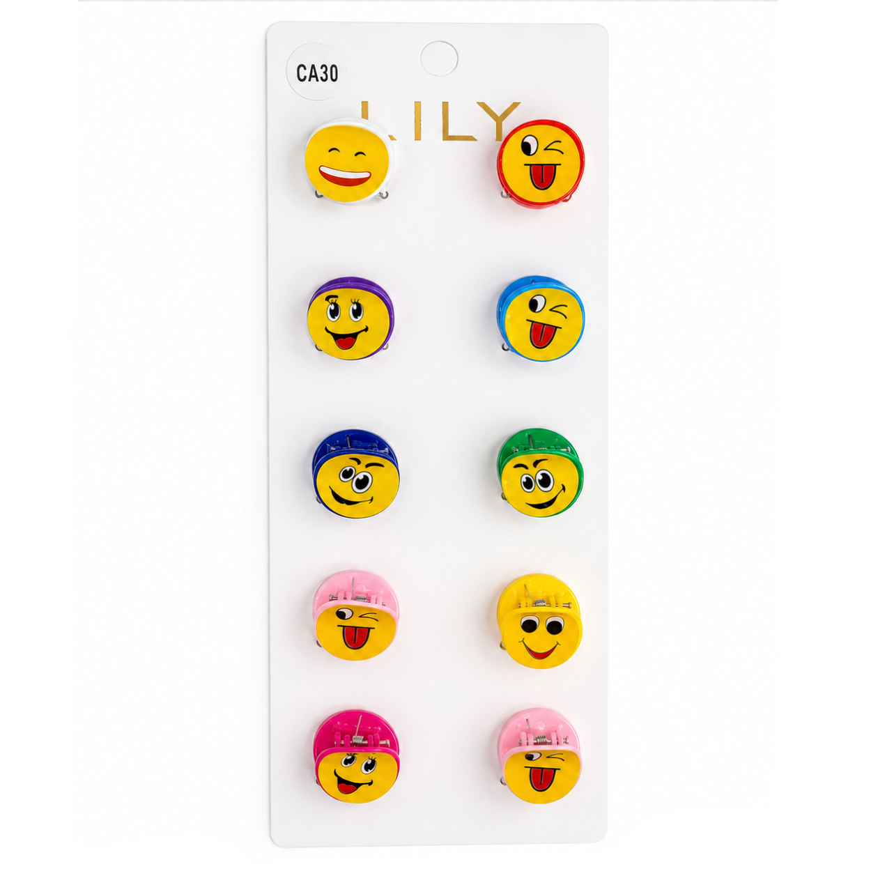 Lily Vibrant Emoji Mini Hair Clips 10pc