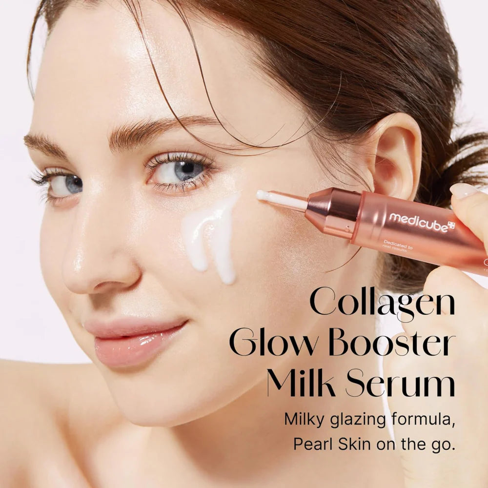 medicube collagen glow booster serum 15ml milk serum on the go 