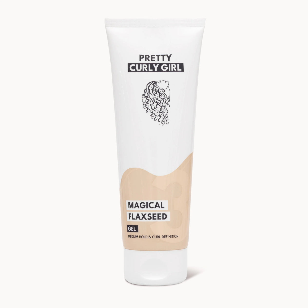 Tube of 'Pretty Curly Girl' Magical Flaxseed Gel on a white background