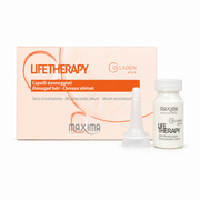 Maxima Life Therapy Collagen Plus Reconstruction Serum Vials 6x12ml with applicator for damaged hair. Professional intensive hair treatment that repairs damaged fibres, strengthens weakened hair, restores elasticity, reduces breakage, and improves softness, shine and overall hair health.
