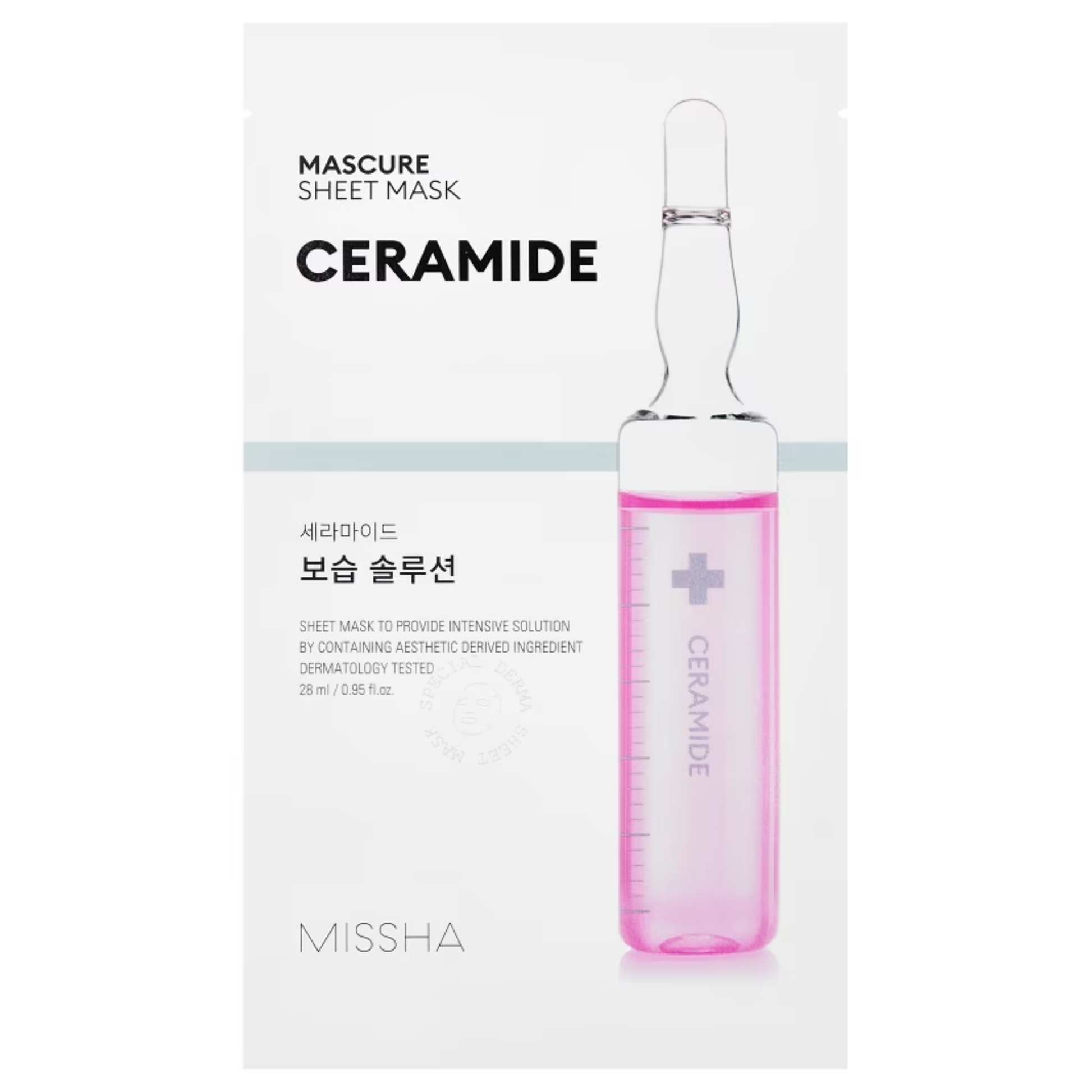 Missha Mascure Solution Sheet Mask Barrier Ceramide 28ml sachet on white background