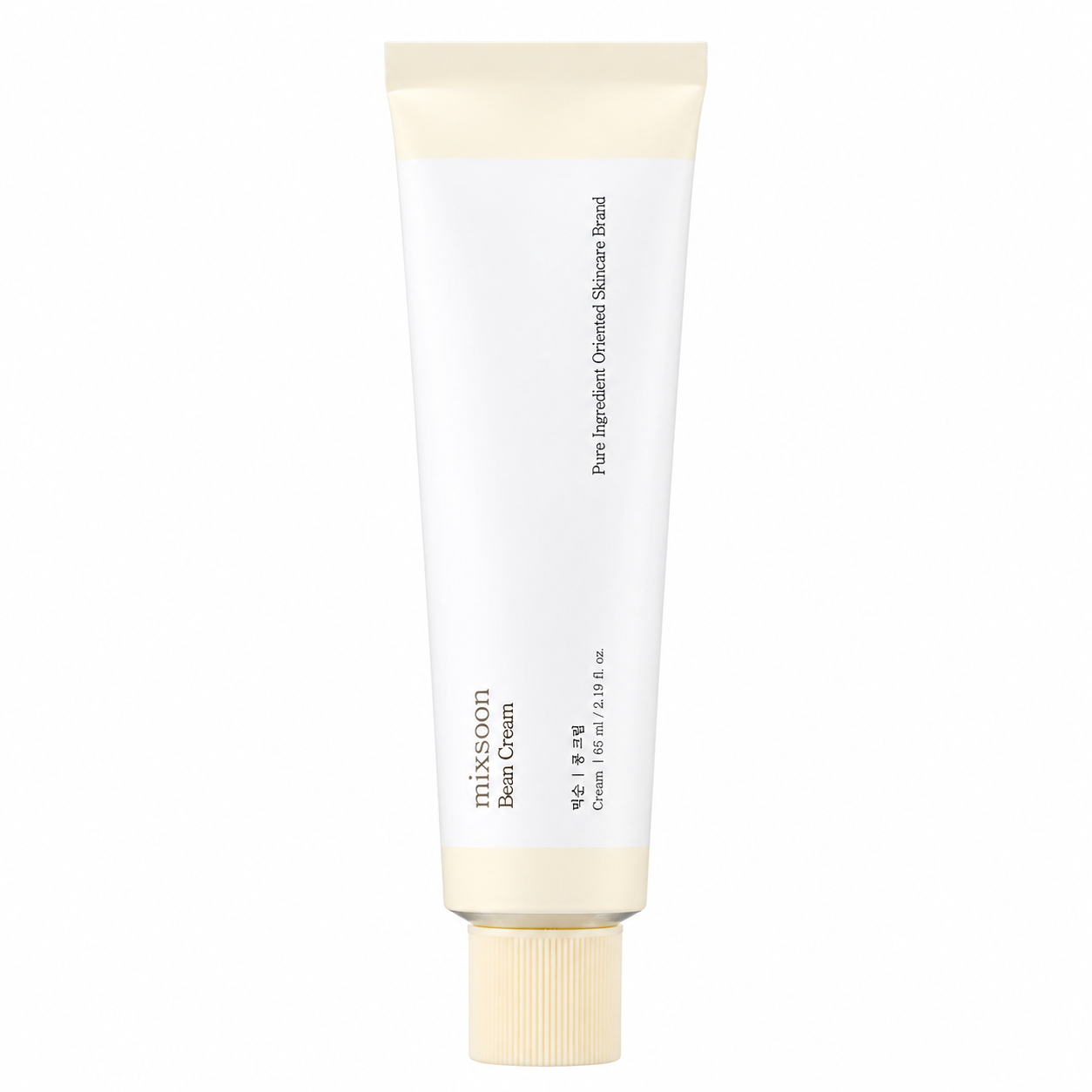 Mixsoon Bean Cream 65ml pale yellow tube with a twist off lid, white label around the tube with black text on a clean white background