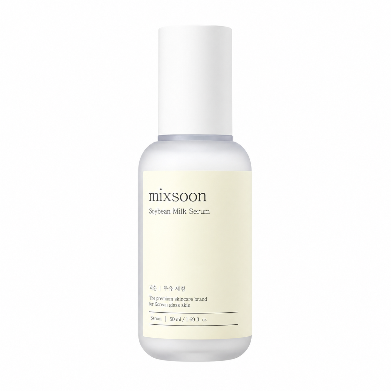 mixsoon soybean milk serum 50ml pale yellow label on clean white background