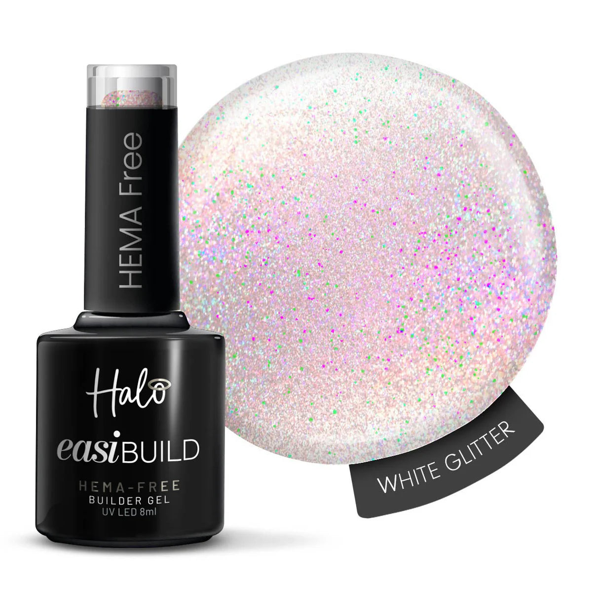Halo EasiBuild Builder Gel White Glitter 8ml