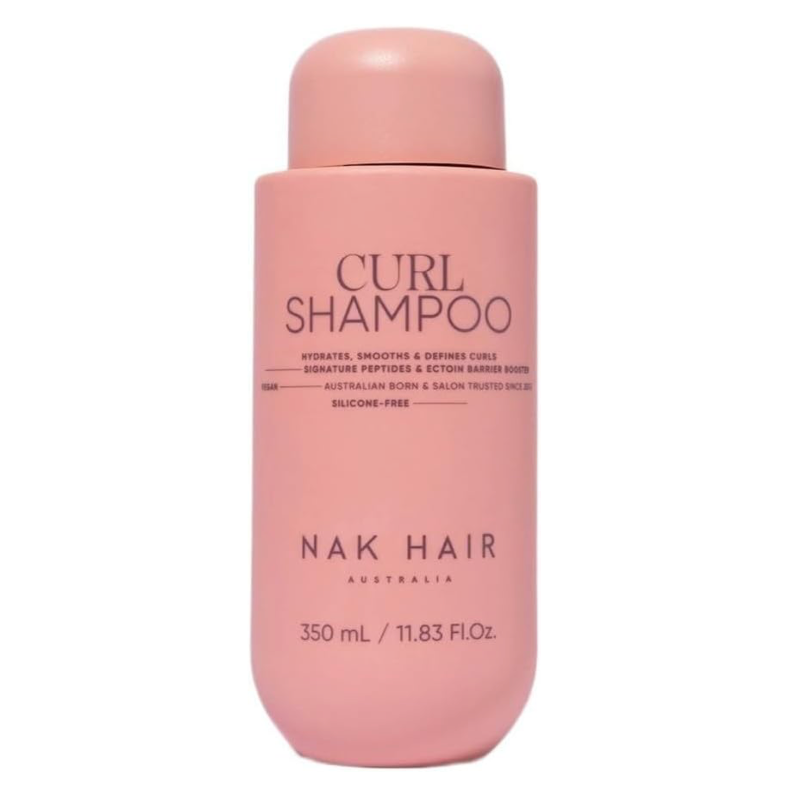 Front view of NAK Hair Curl Shampoo 350ml, a vegan silicone-free shampoo for hydrating, smoothing and defining curly hair
