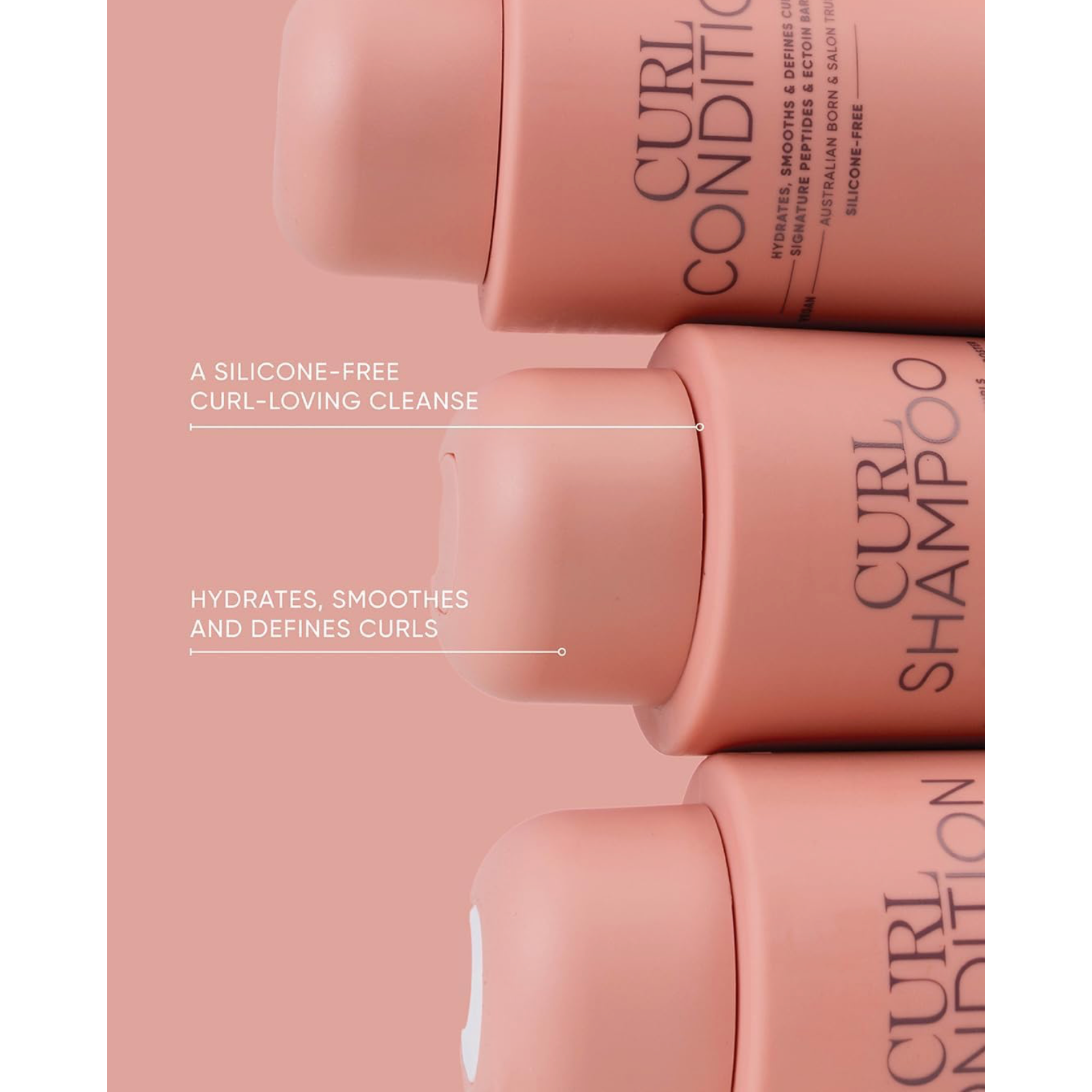 NAK Hair Curl Shampoo 350ml displayed with Curl Condition, highlighting a silicone-free cleanse that hydrates, smooths and defines curls