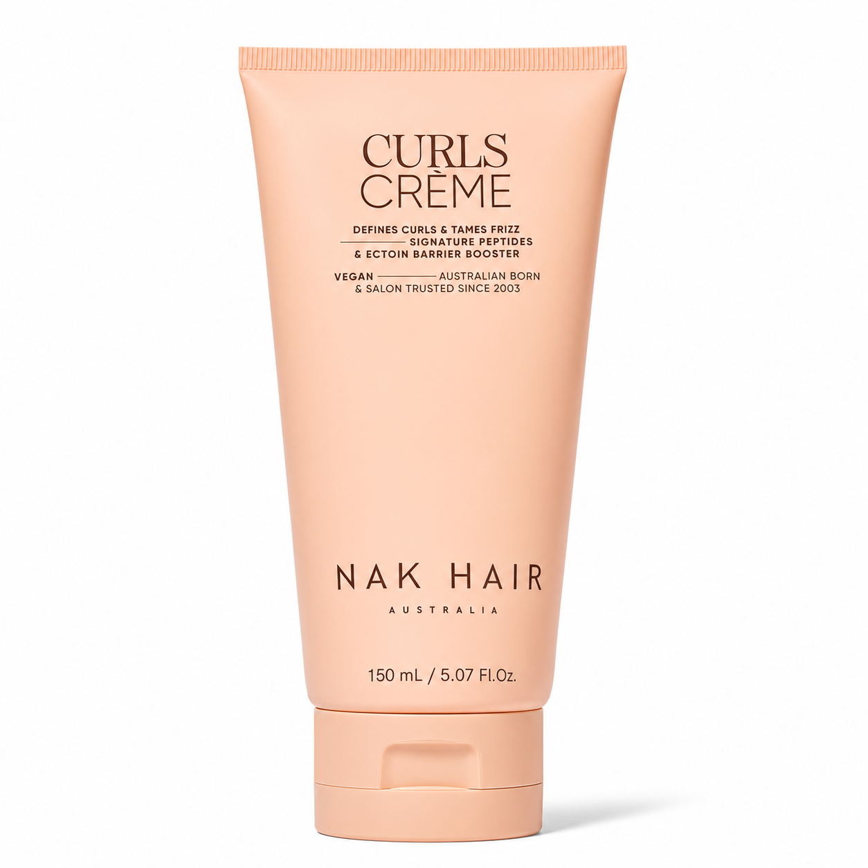 NAK Hair Curls Crème 150ml vegan curl-defining cream with signature peptides and Ectoin Barrier Booster to tame frizz and enhance curly hair