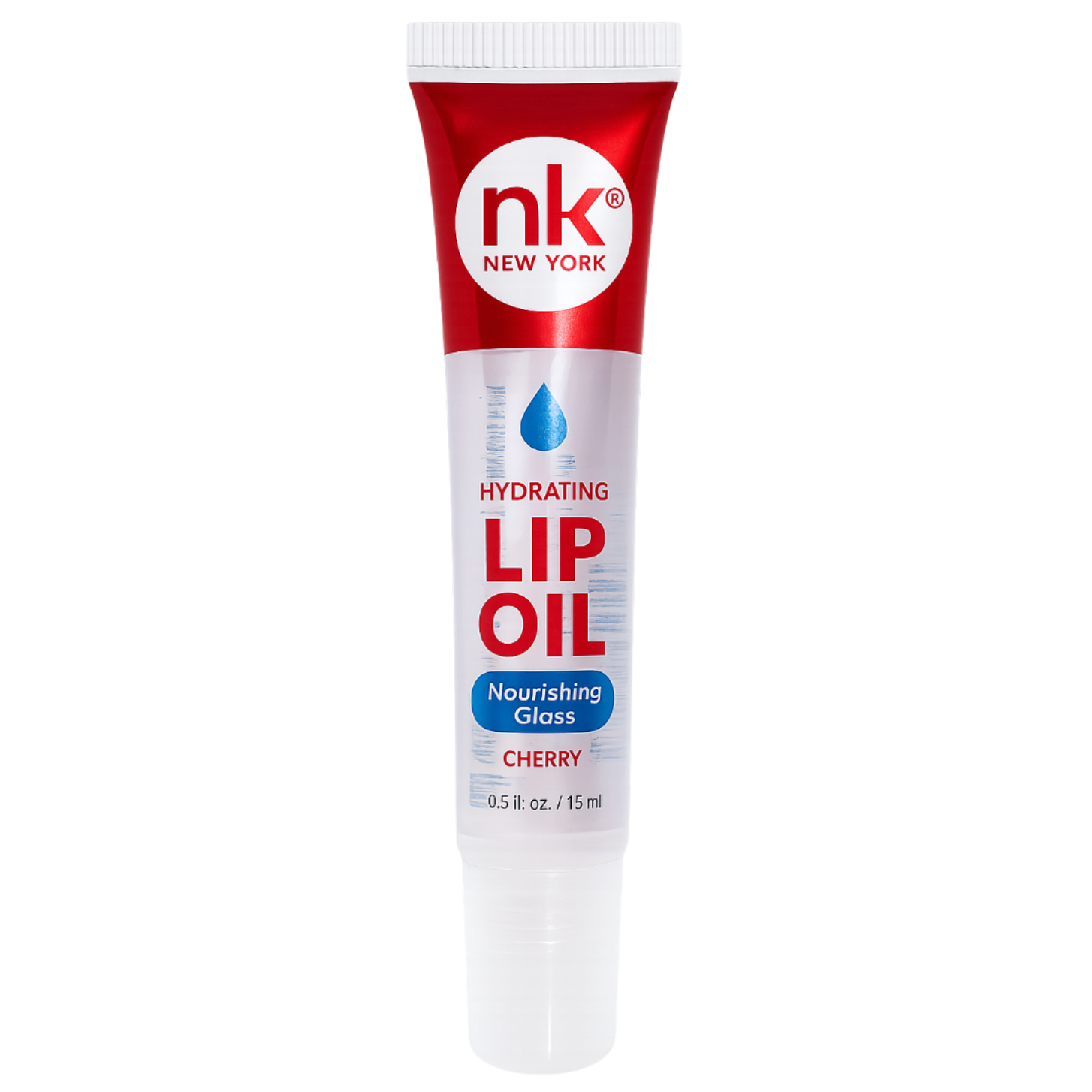 Nicka K Hydrating Lip Oil Nourishing Gloss Cherry 15ml on a white background