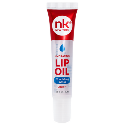 Nicka K Hydrating Lip Oil Nourishing Gloss Cherry 15ml on a white background