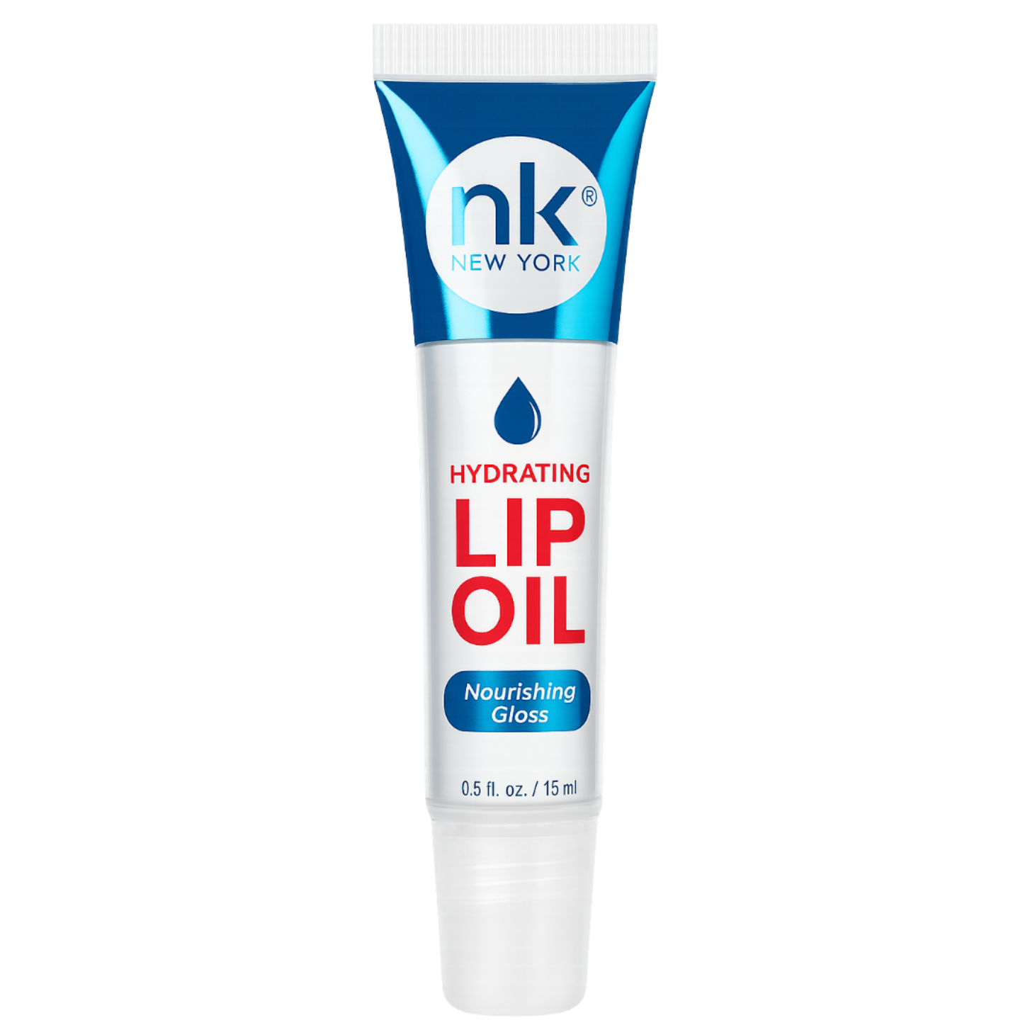 Nicka K Hydrating Lip Oil Nourishing Gloss Clear 15ml on a white background