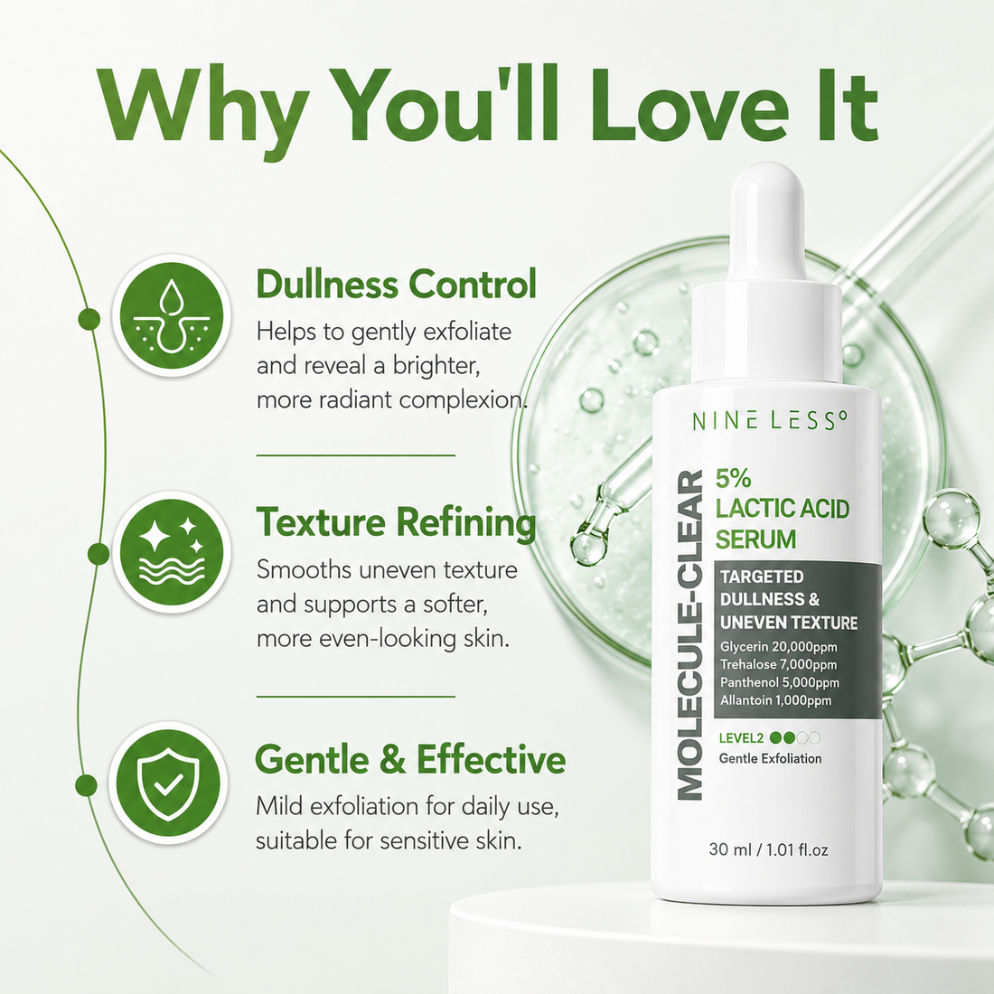 Nineless Molecule-Clear Lactic Acid Serum 30ml