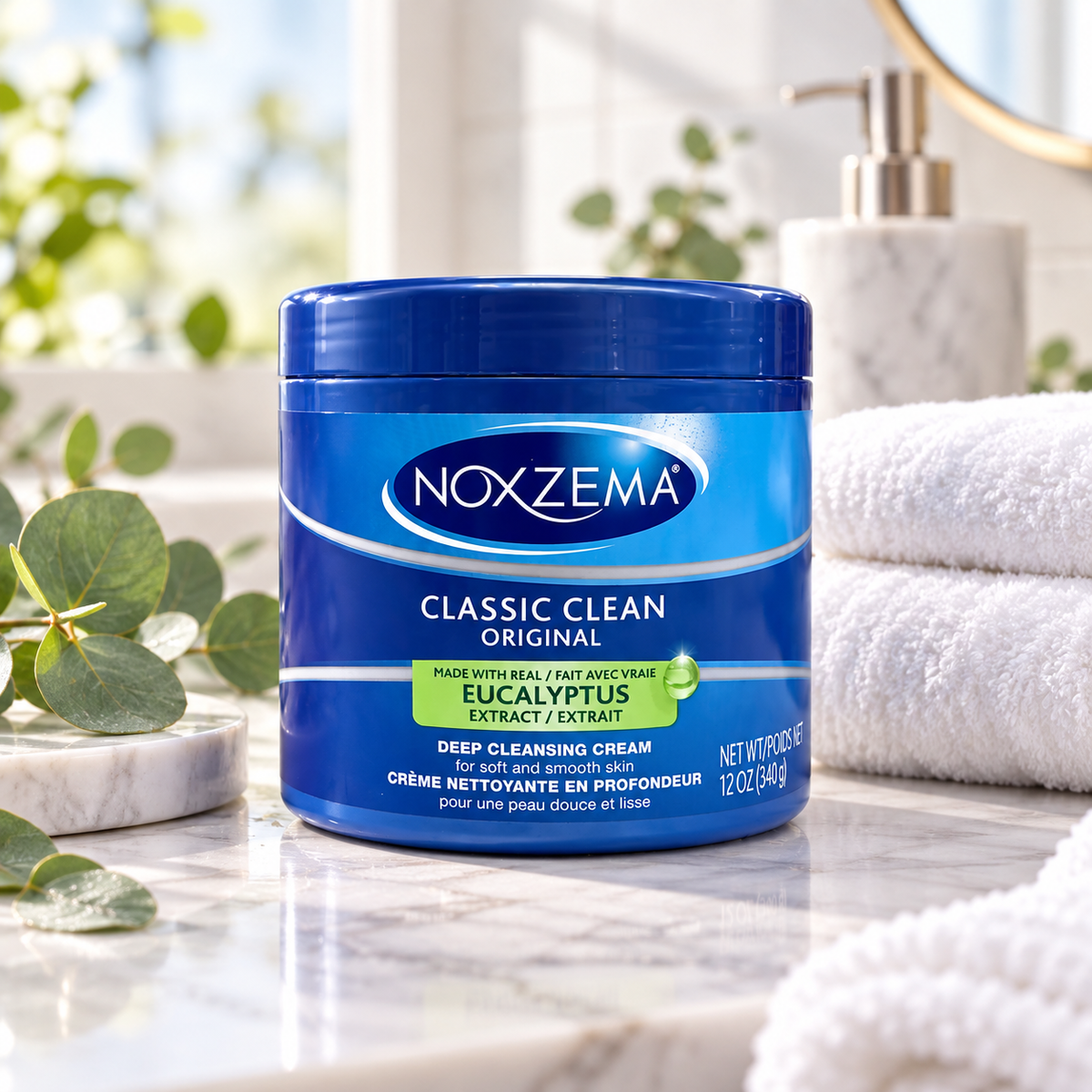 Noxzema Classic Clean Original Deep Cleansing Cream 12oz with eucalyptus extract for deep cleansing and soft smooth skin