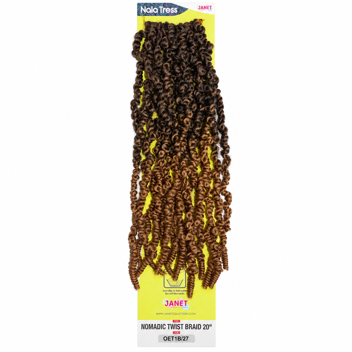 Janet Collection Nala Tress Nomadic Twist Braid 20" in colour OET1B/27 Natural Black to Light Auburn Ombré