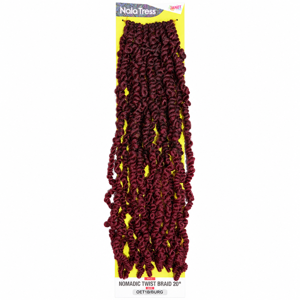 Janet Collection Nala Tress Nomadic Twist Braid 20" in colour OET1B/BURG Natural Black to Burgundy Ombré