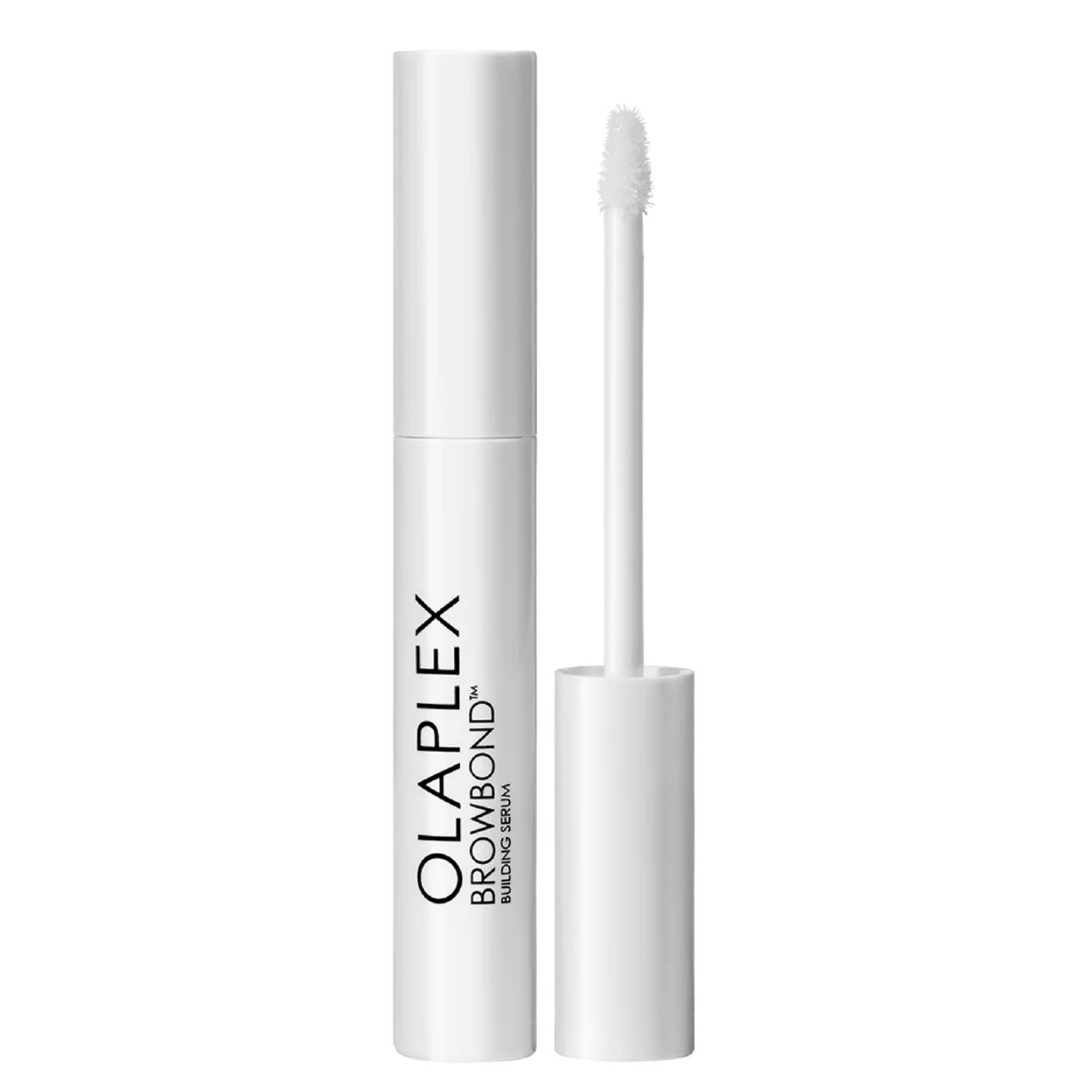 Olaplex BrowBond Building Serum 3.5ml tube with precision spoolie applicator on a white background.