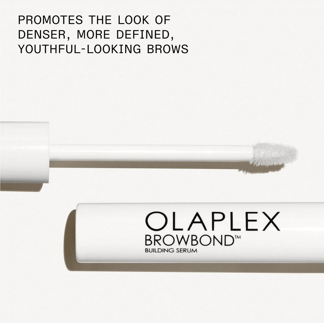 Olaplex BrowBond Building Serum 3.5ml precision applicator with white spoolie brush for fuller, healthier-looking brows.